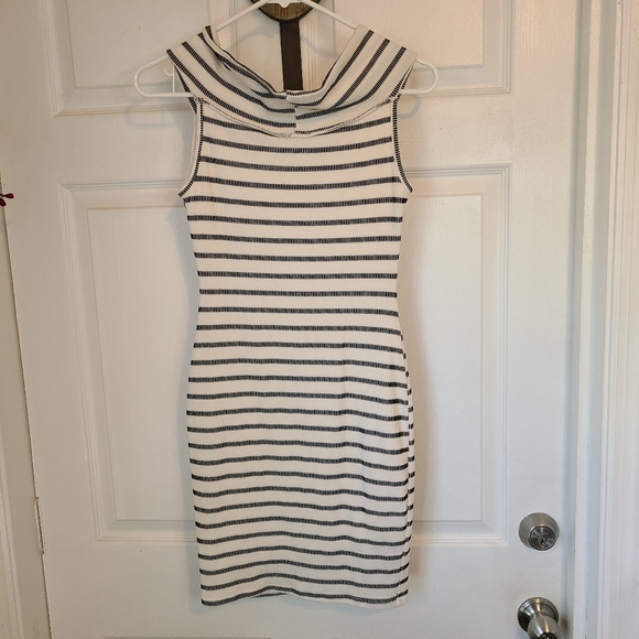 (1171) Hottie World Woman's Sleeveless Midi Dress, Small Color: Black/White - Picture 9 of 10